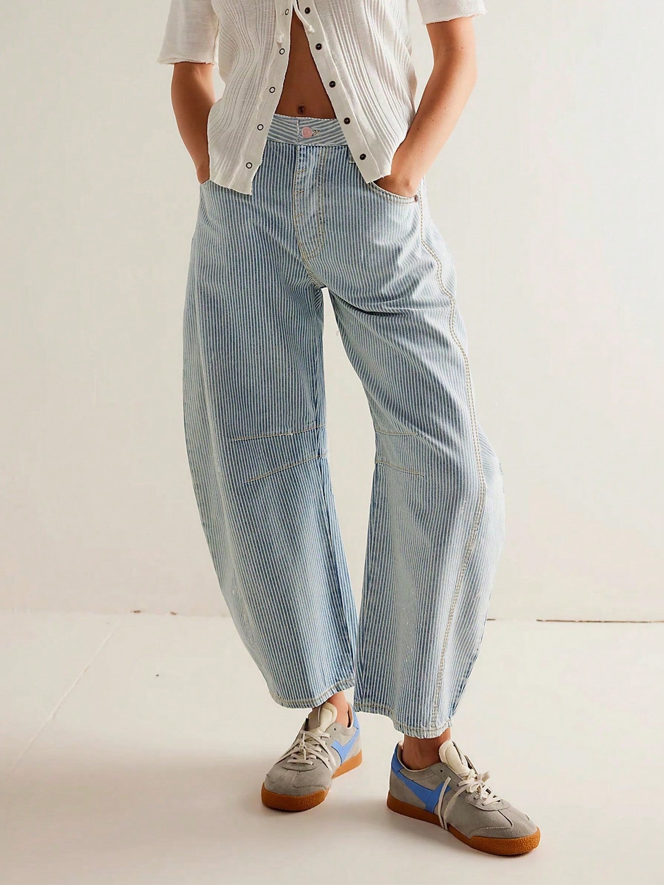 Dame Baggy Jeans Med Paneldetaljer | Letvasket Stil