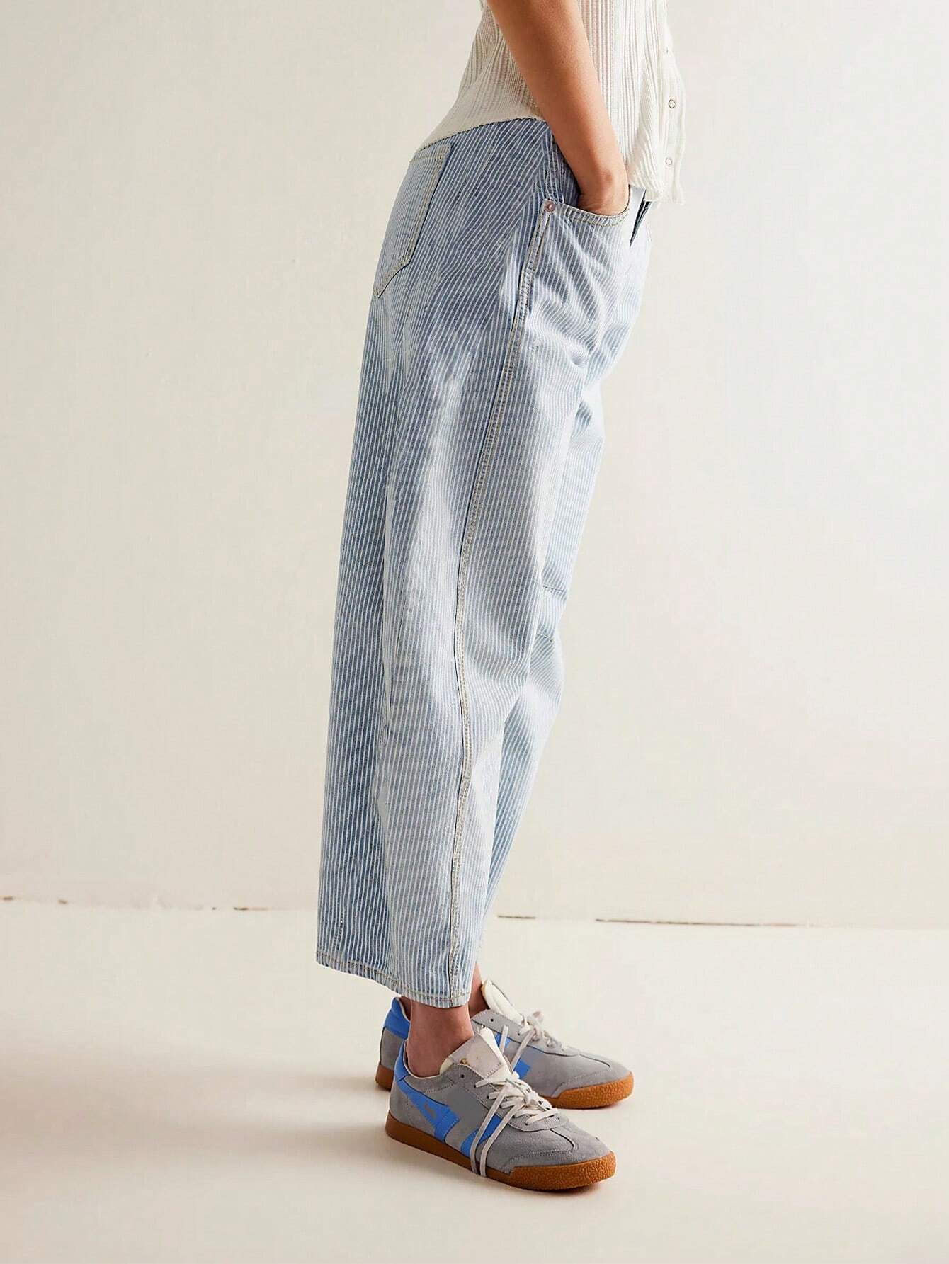 Dame Baggy Jeans Med Paneldetaljer | Letvasket Stil