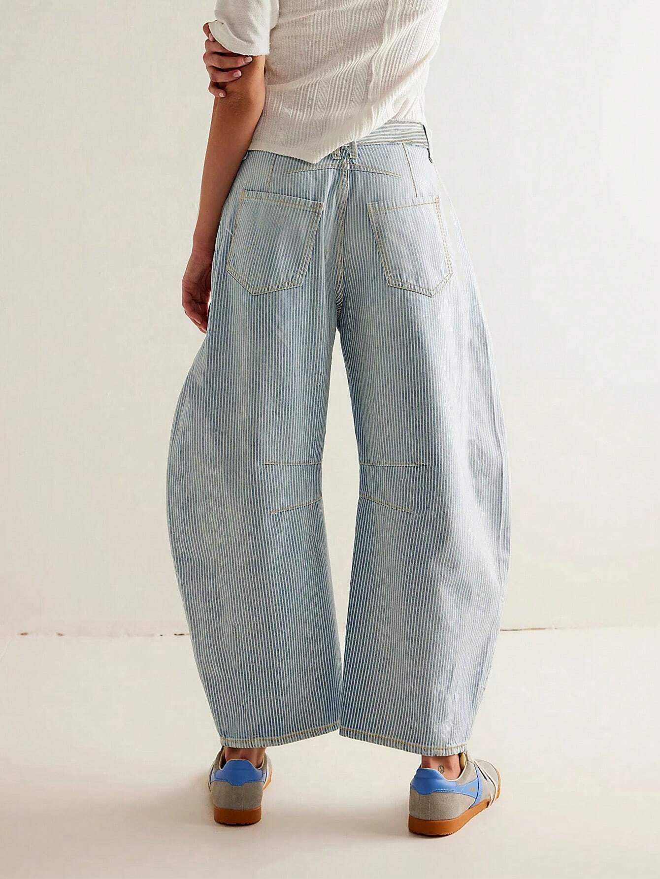 Dame Baggy Jeans Med Paneldetaljer | Letvasket Stil
