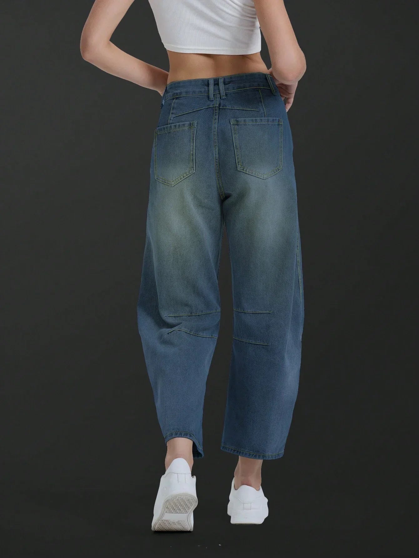 Dame Baggy Jeans Med Paneldetaljer | Letvasket Stil