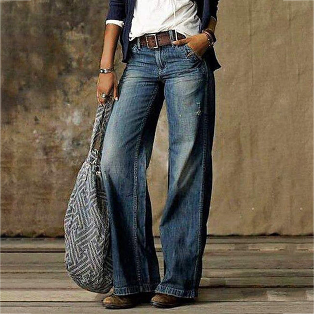 Dame Baggy Jeans Med Slid Og Vidde | Vintage Look