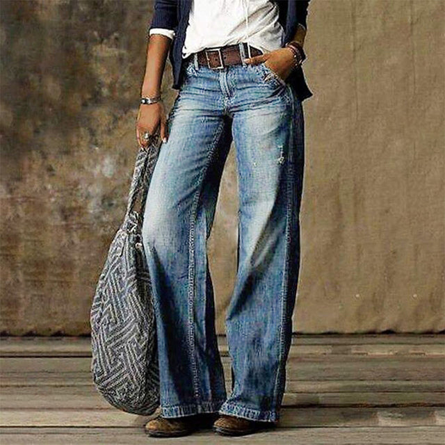 Dame Baggy Jeans Med Slid Og Vidde | Vintage Look