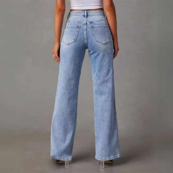 Dame Baggy Jeans Med Synlige Sømme | Letvasket