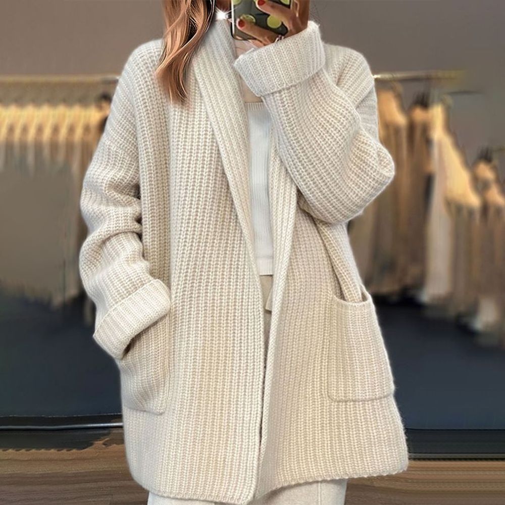 Dame Cardigan Med Lommer | Åben Oversize