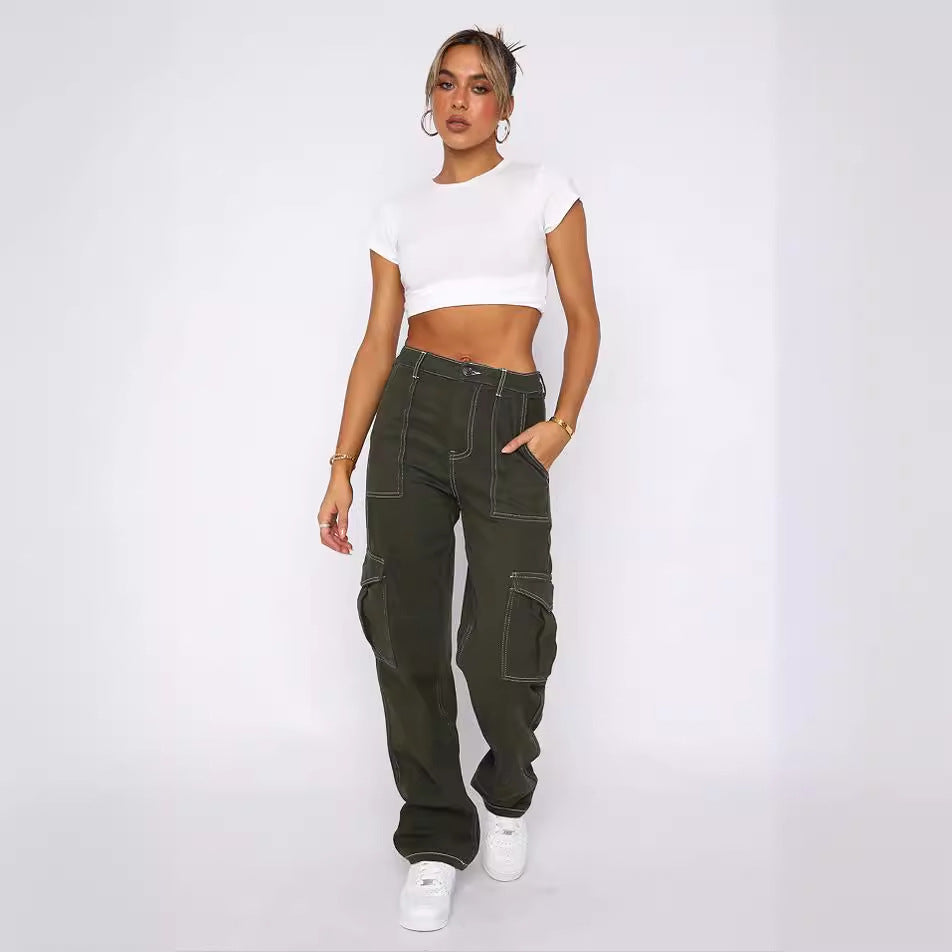 Dame Cargobukser Med Sidelommer | Straight Fit