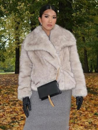 Dame Fake fur-frakker Med Pelslook | Kort