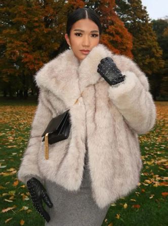 Dame Fake fur-frakker Med Pelslook | Kort