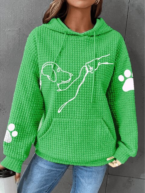 Dame Fleece Hoodie Med Hundemotiv Og Hætte | Chic