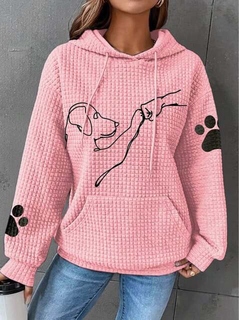 Dame Fleece Hoodie Med Hundemotiv Og Hætte | Chic