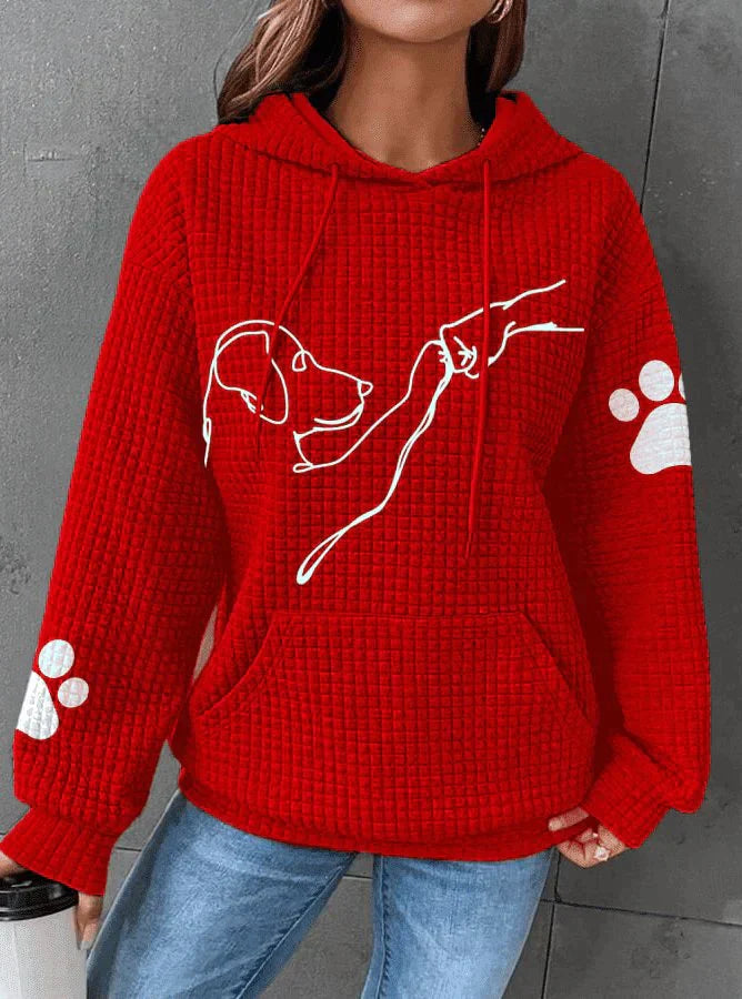 Dame Fleece Hoodie Med Hundemotiv Og Hætte | Chic