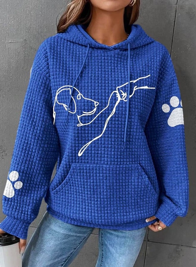 Dame Fleece Hoodie Med Hundemotiv Og Hætte | Chic