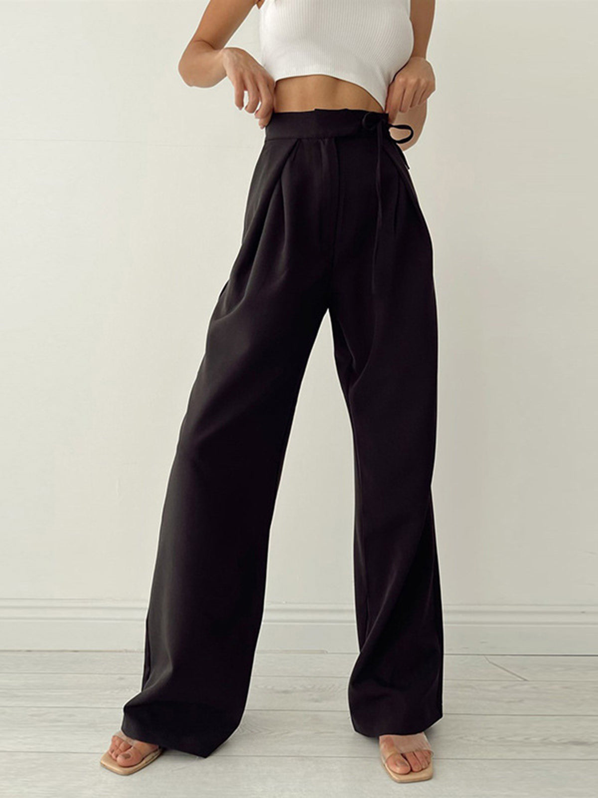 Dame Habitbukser Med Pressefolder | Wide Leg