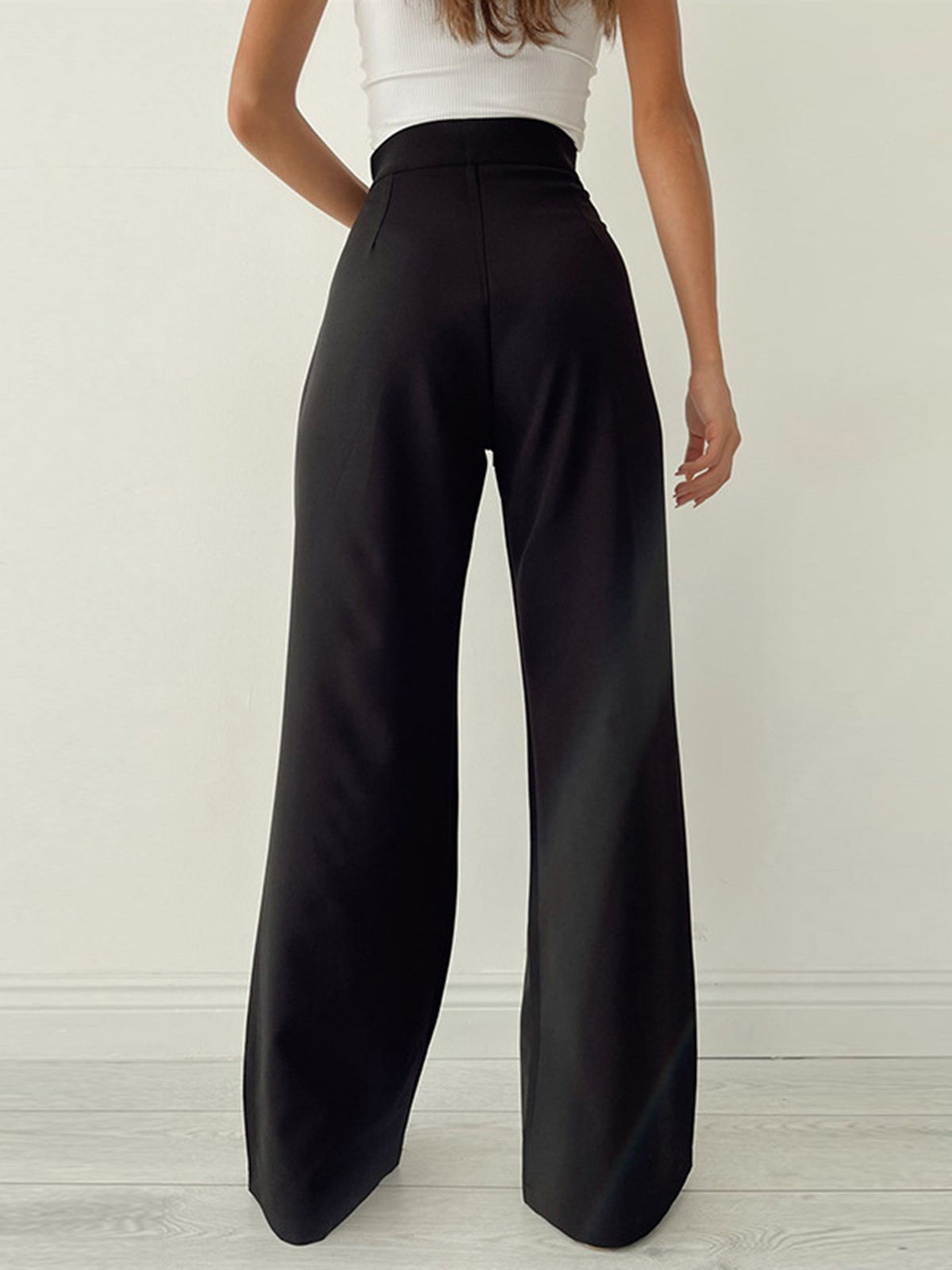 Dame Habitbukser Med Pressefolder | Wide Leg