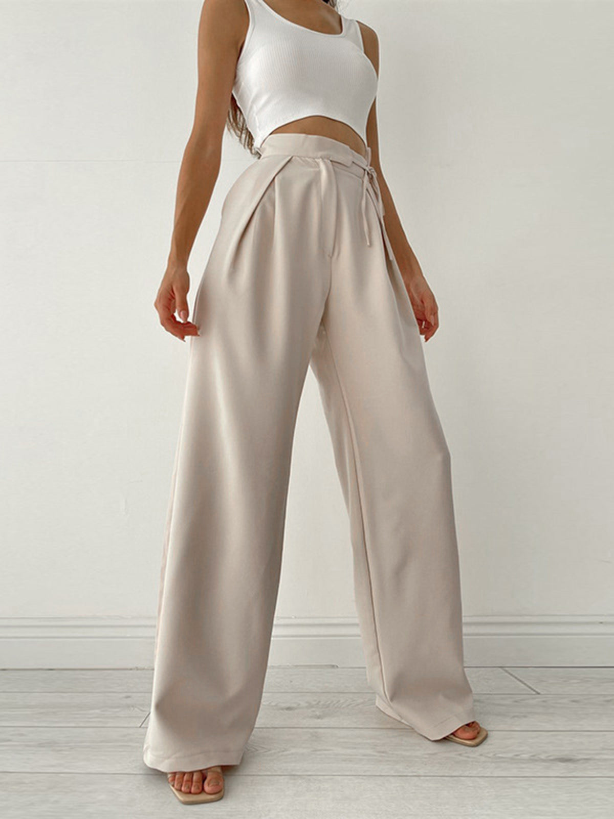 Dame Habitbukser Med Pressefolder | Wide Leg