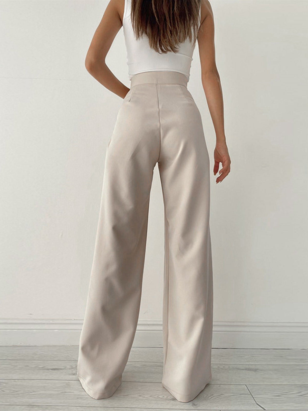 Dame Habitbukser Med Pressefolder | Wide Leg