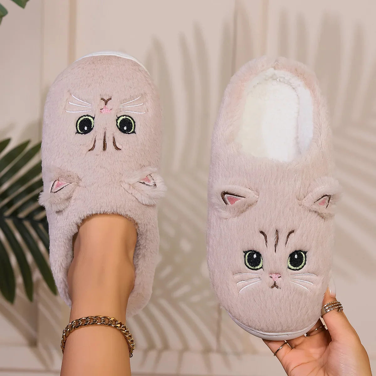 Dame Hjemmesko Med Katte Design & Foret