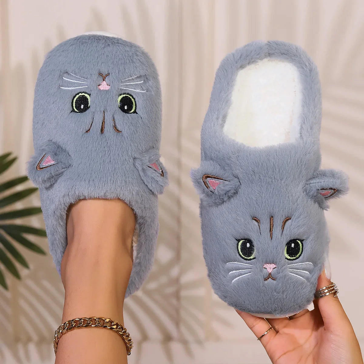 Dame Hjemmesko Med Katte Design & Foret