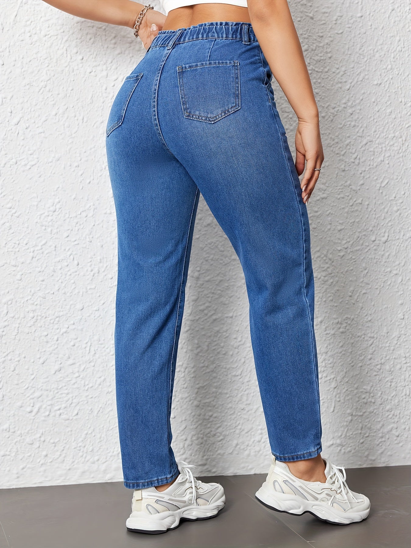 Dame Jeans Med Høj Talje Og Elastisk Linning | Smart Fit