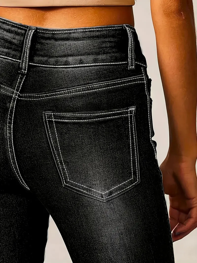 Dame Jeans Med Høj Talje Og Flared Ben | Retroinspireret