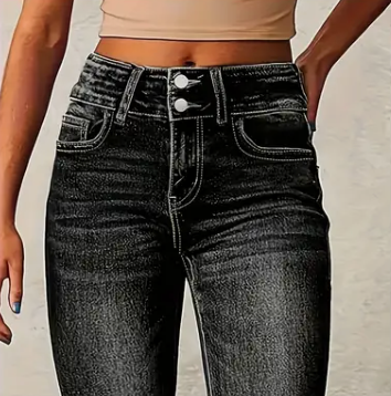 Dame Jeans Med Høj Talje Og Flared Ben | Retroinspireret