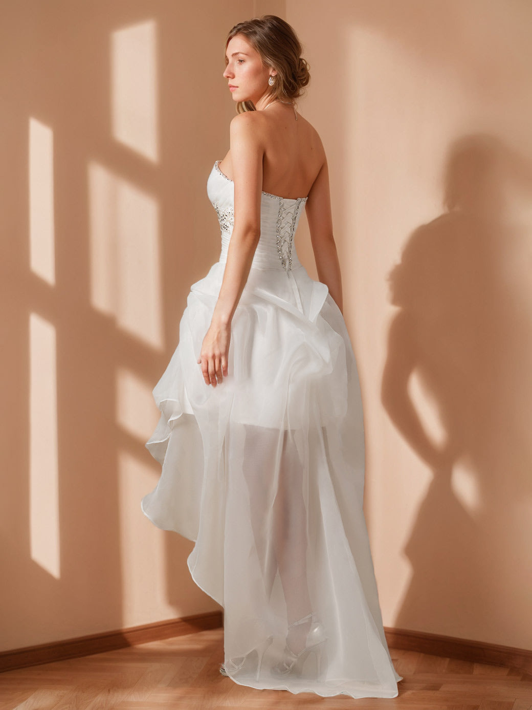 Dame Kort Brudekjole Med Sweetheart & High-Low