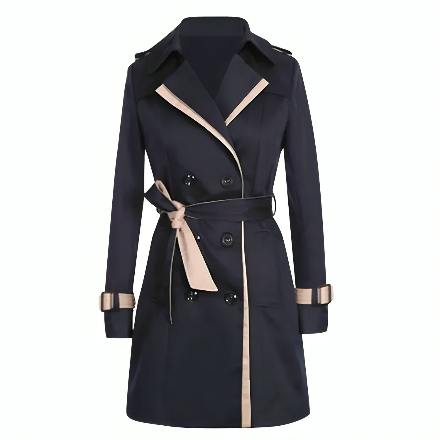 Dame Kort Trenchcoat Med Kontrastkanter