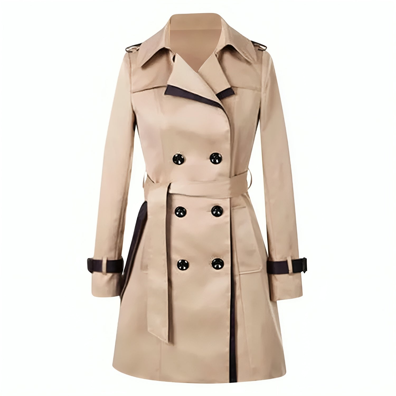 Dame Kort Trenchcoat Med Kontrastkanter