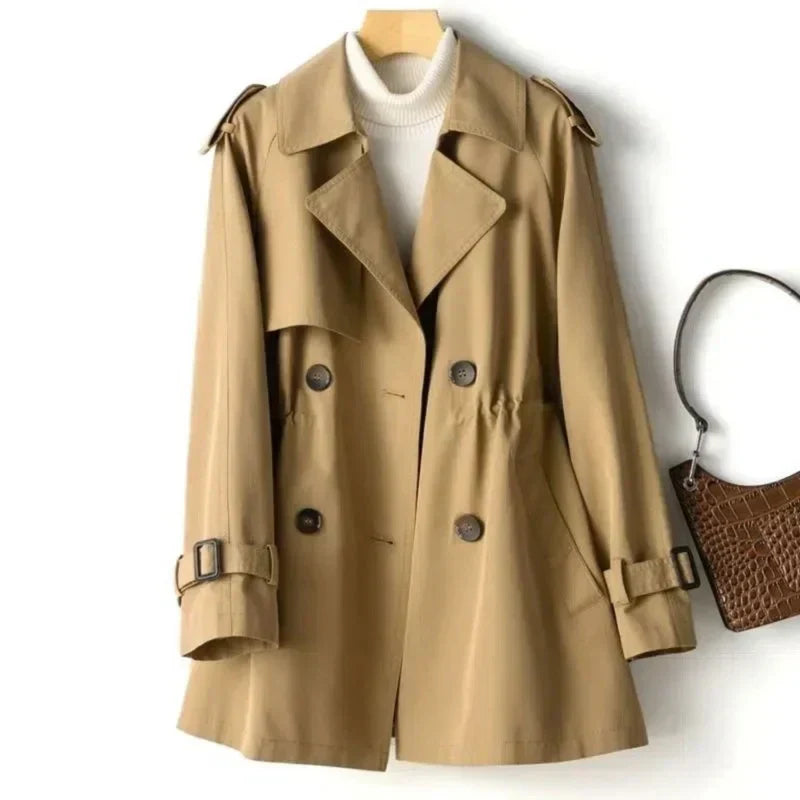 Dame Kort Trenchcoat Med Spænder & Knappe