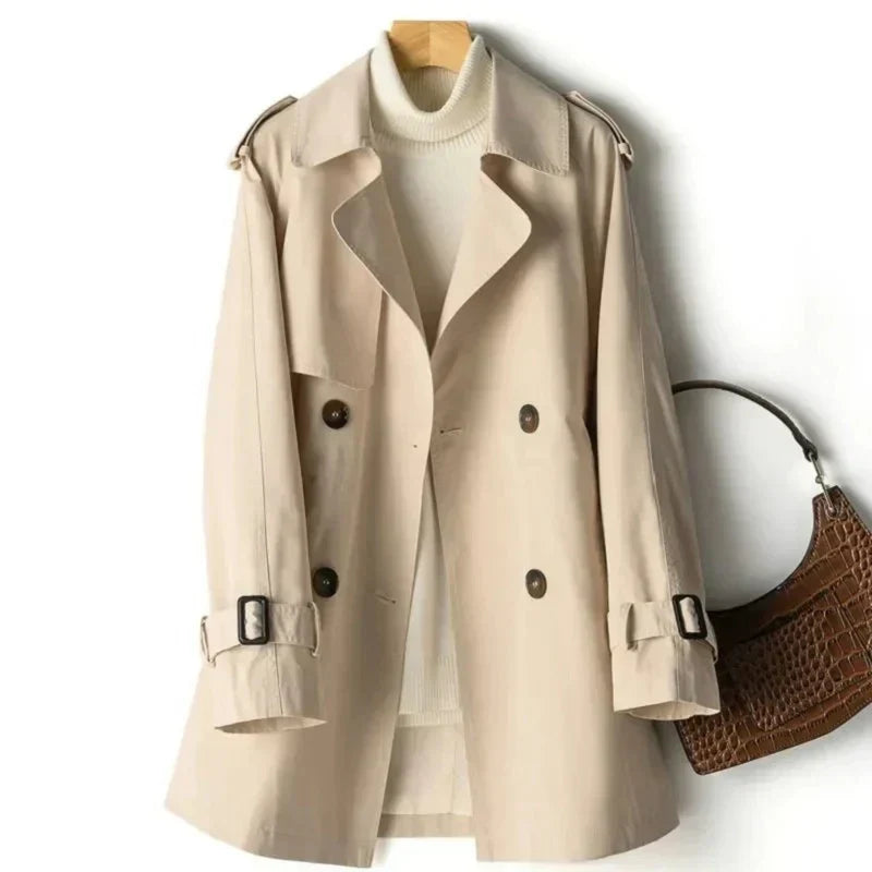 Dame Kort Trenchcoat Med Spænder & Knappe