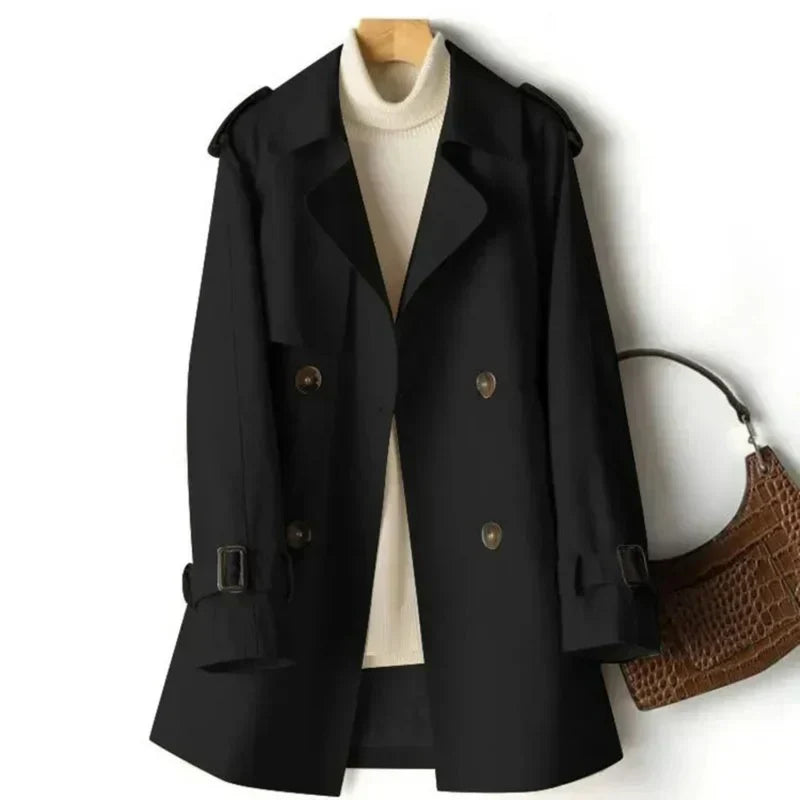 Dame Kort Trenchcoat Med Spænder & Knappe