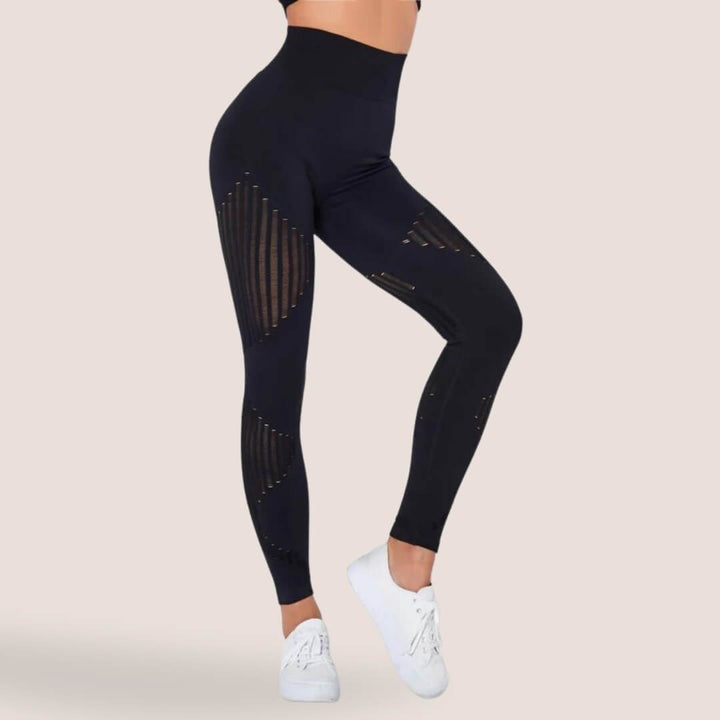 Dame Leggings Med Mesh Paneler | Træning