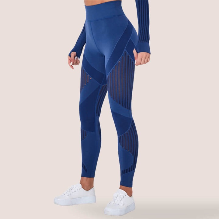 Dame Leggings Med Mesh Paneler | Træning