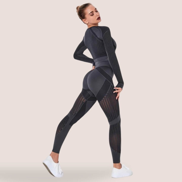 Dame Leggings Med Mesh Paneler | Træning