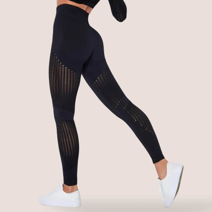 Dame Leggings Med Mesh Paneler | Træning