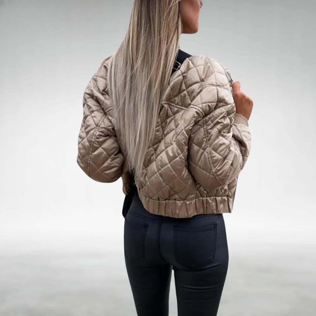 Dame Overgangsjakke Quilt Bomber Med Lynlås