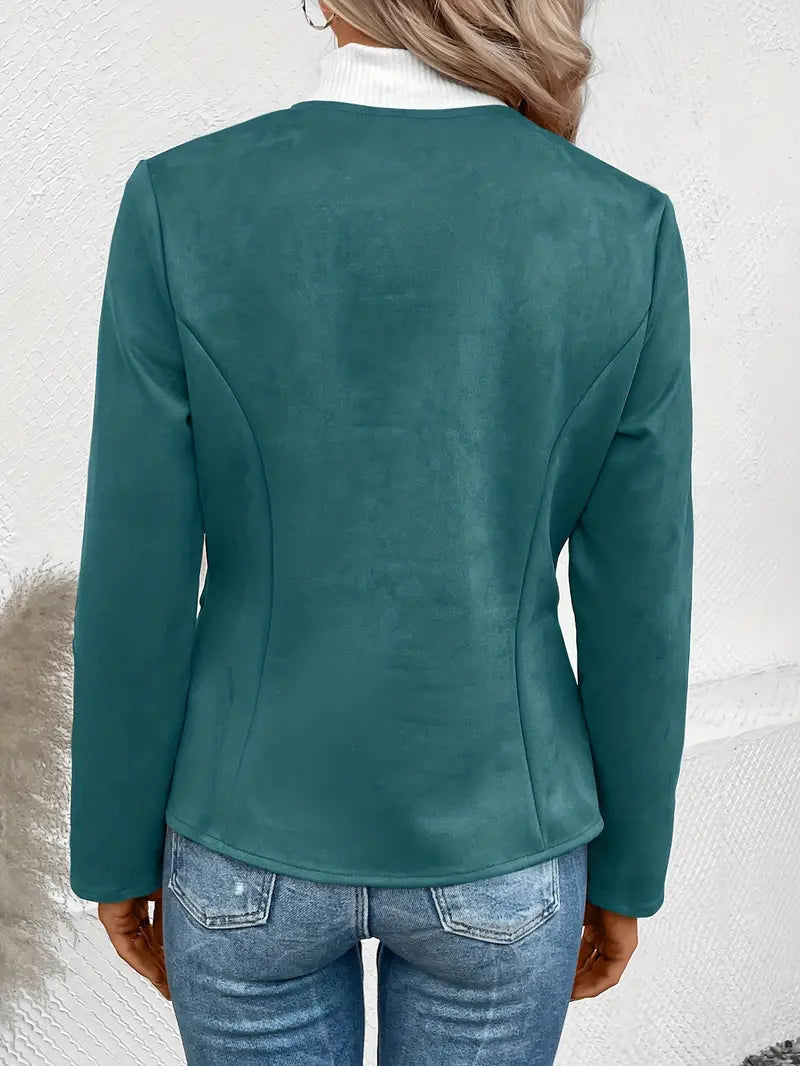 Dame Overgangsjakke Slim Fit Med Lynlås & Crew Neck