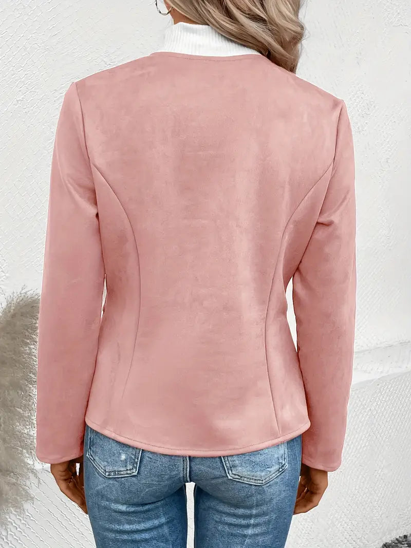 Dame Overgangsjakke Slim Fit Med Lynlås & Crew Neck