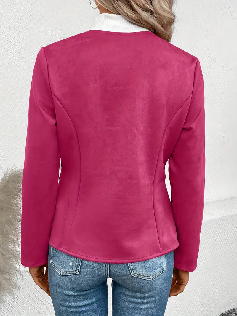 Dame Overgangsjakke Slim Fit Med Lynlås & Crew Neck
