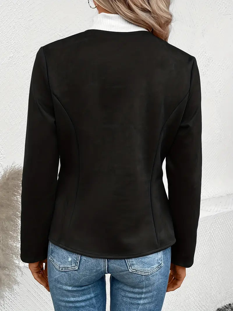 Dame Overgangsjakke Slim Fit Med Lynlås & Crew Neck