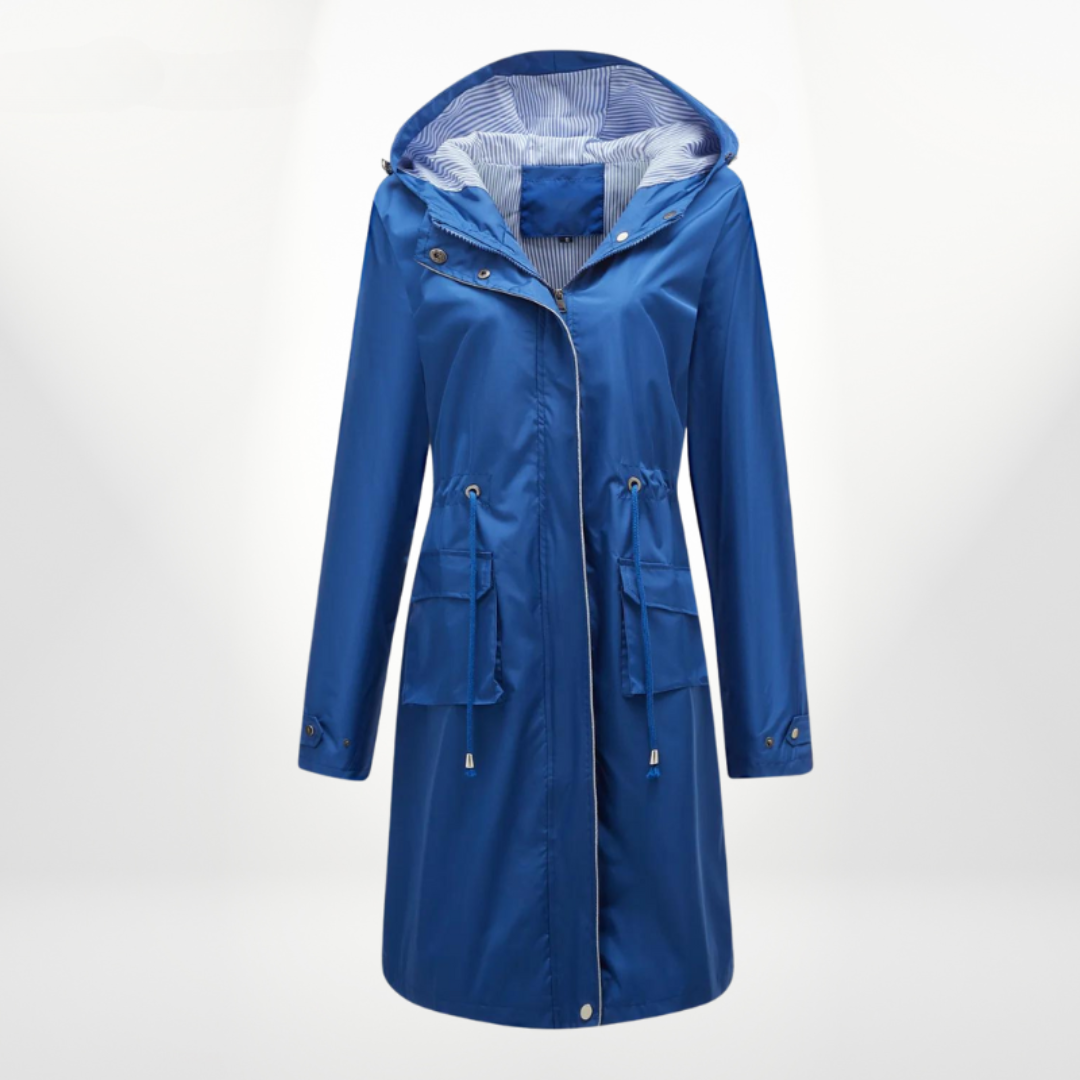 Dame Sort Trenchcoat Med Hætte & Lynlåslukning