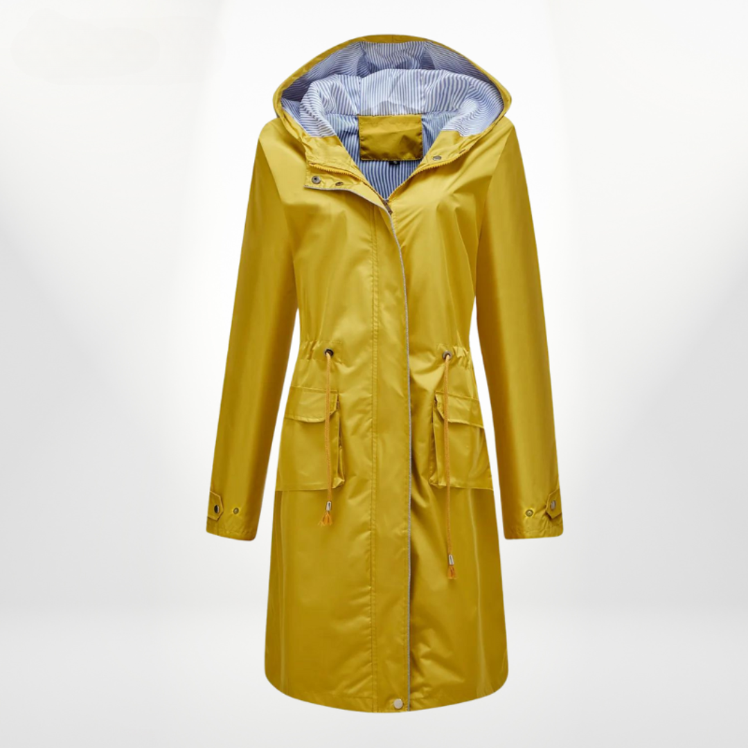 Dame Sort Trenchcoat Med Hætte & Lynlåslukning