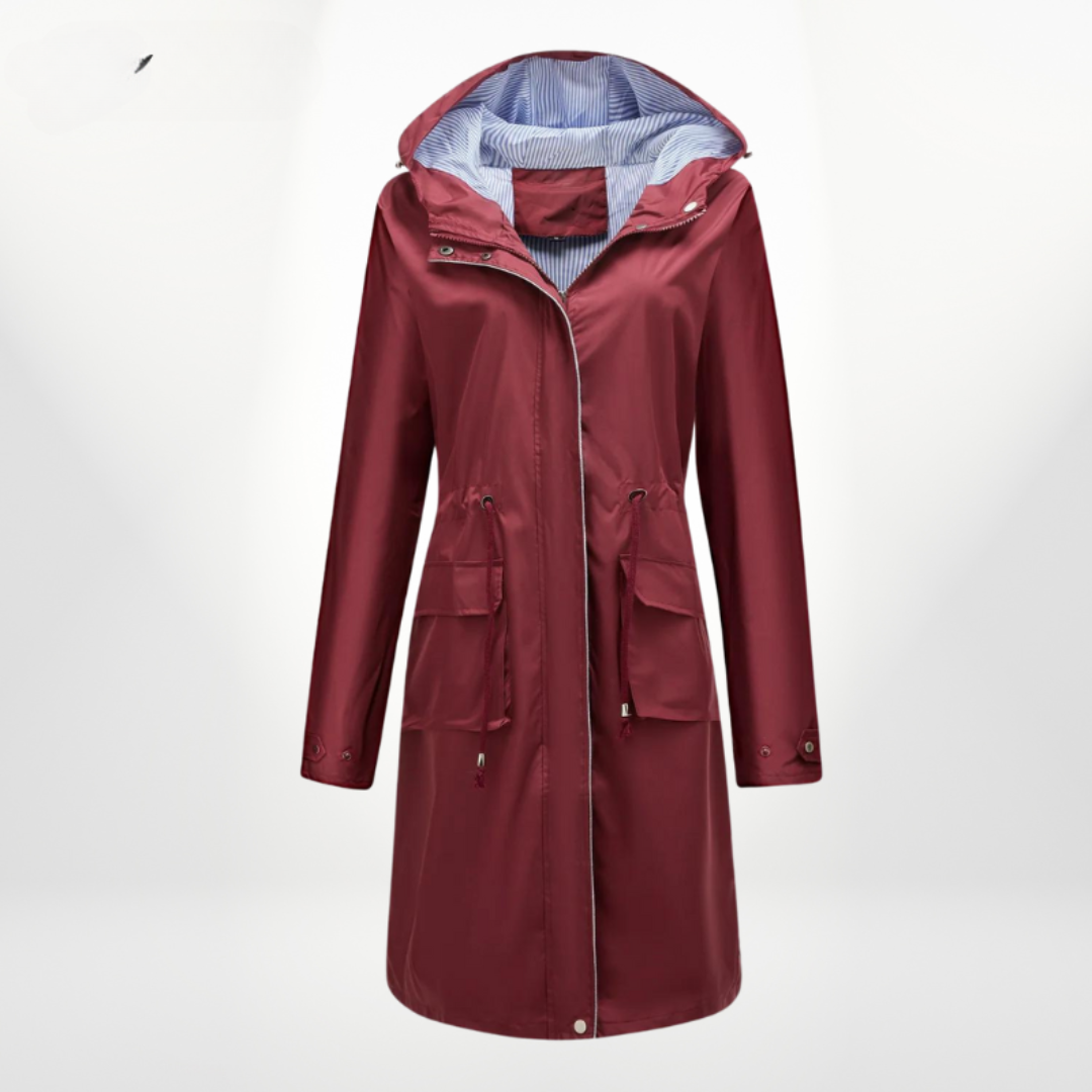 Dame Sort Trenchcoat Med Hætte & Lynlåslukning