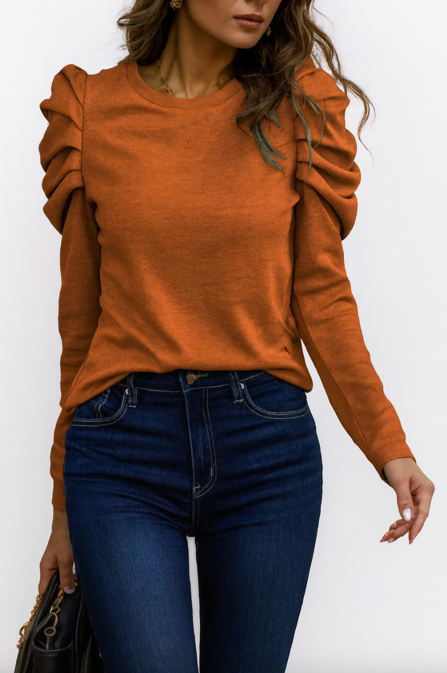 Dame Sweatshirt Med Rynkede Skuldre | Langærmet