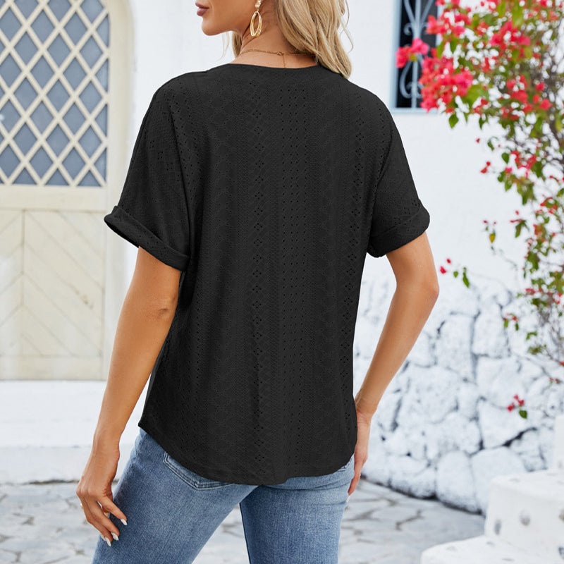 Dame T-Shirts Med Knapper Foran | Kortarm