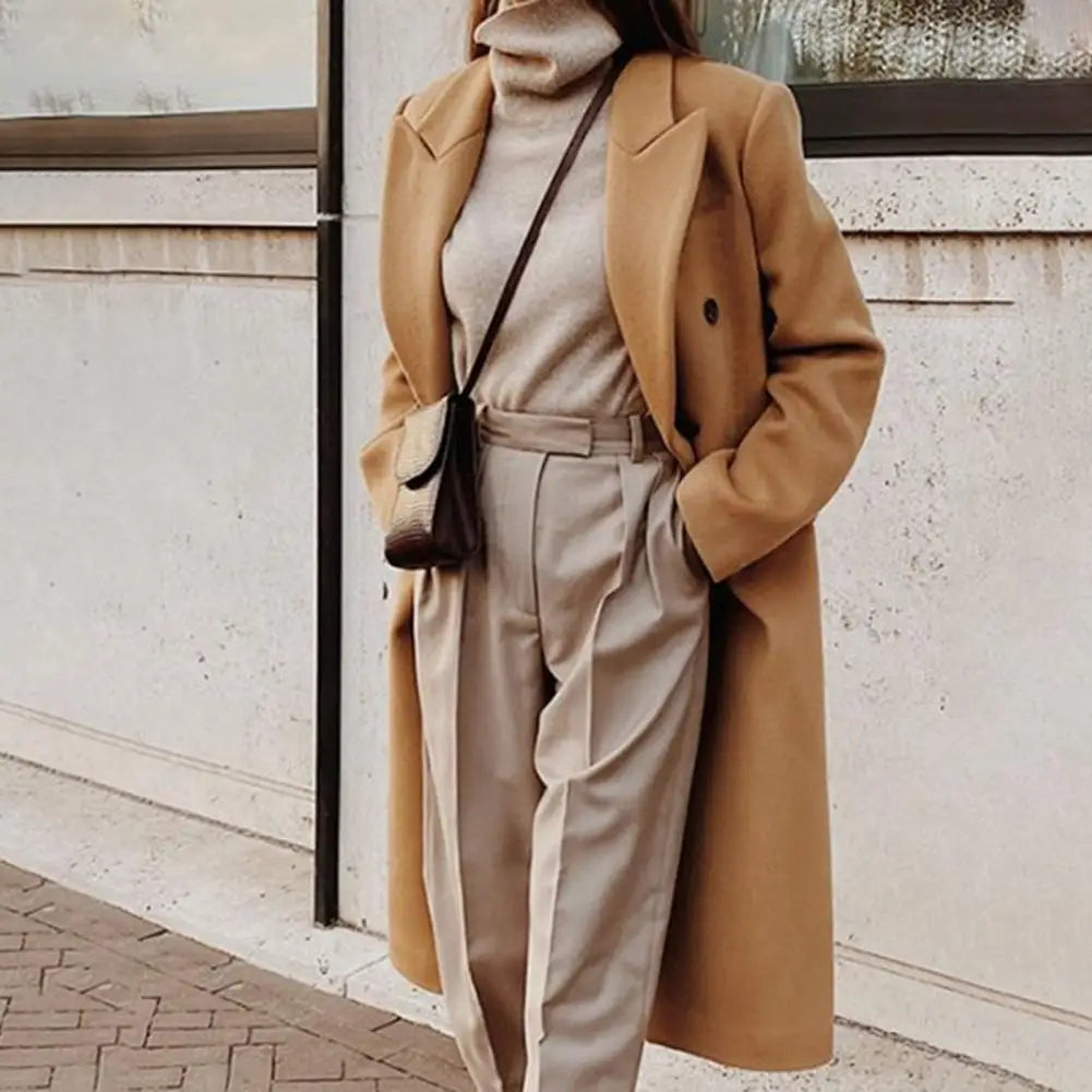 Dame Trenchcoat Med Dobbeltknap & Reverskrave