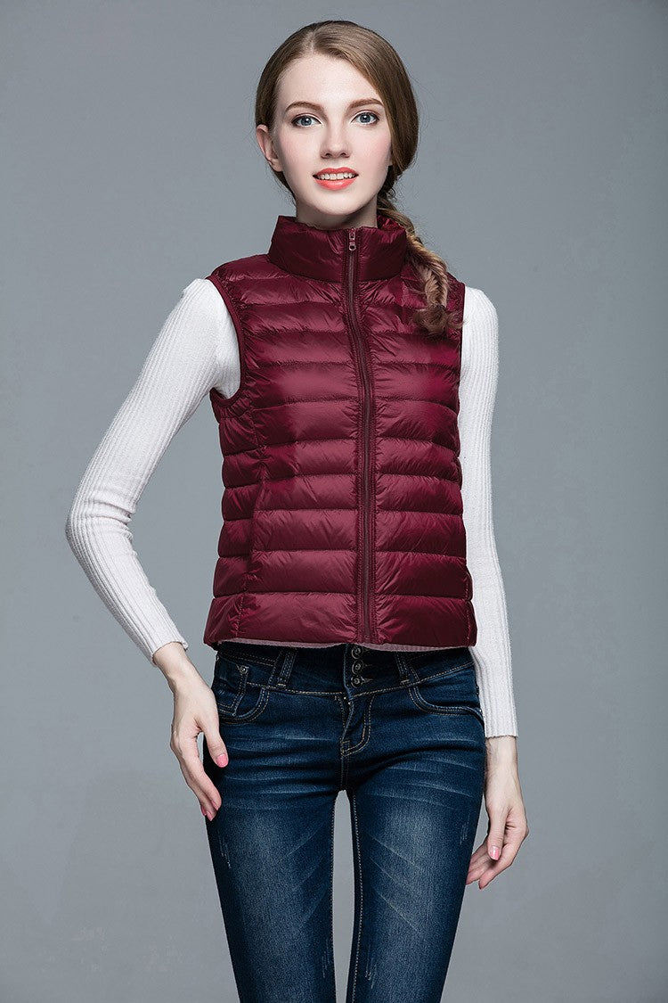 Dame Veste Med Quiltet Design | Høj Krave