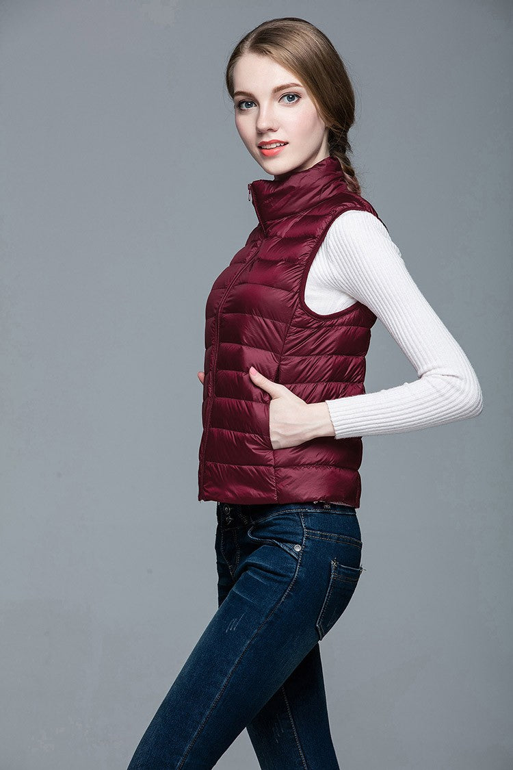 Dame Veste Med Quiltet Design | Høj Krave