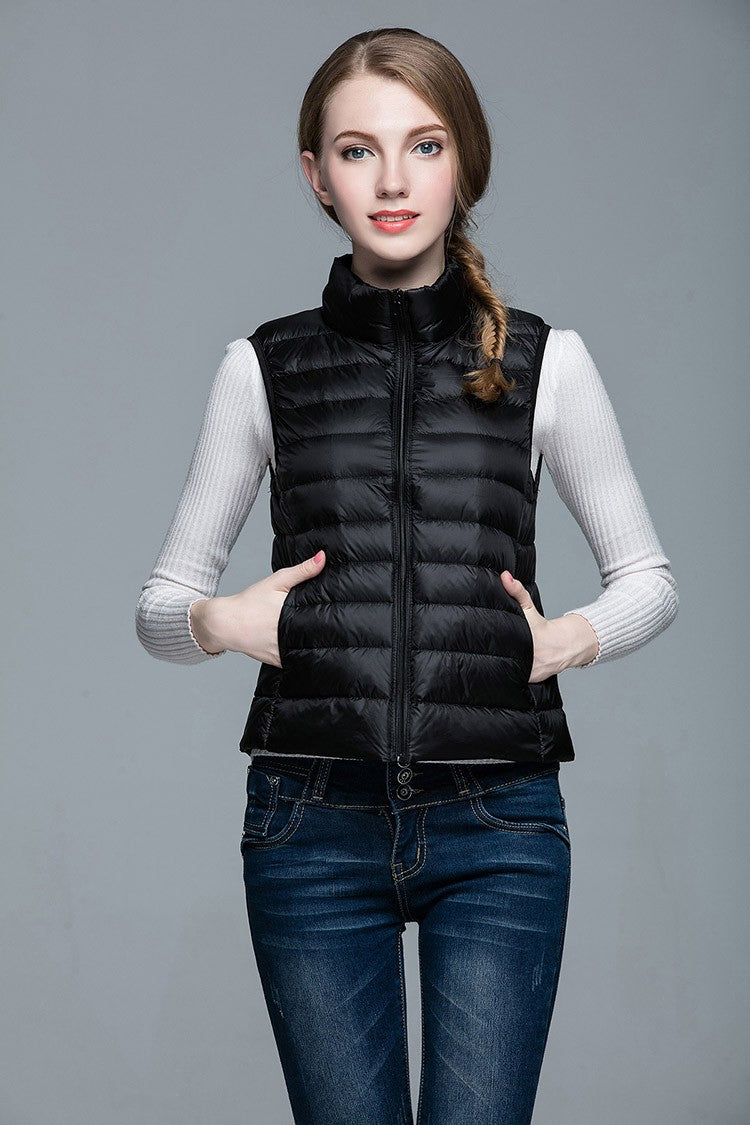 Dame Veste Med Quiltet Design | Høj Krave