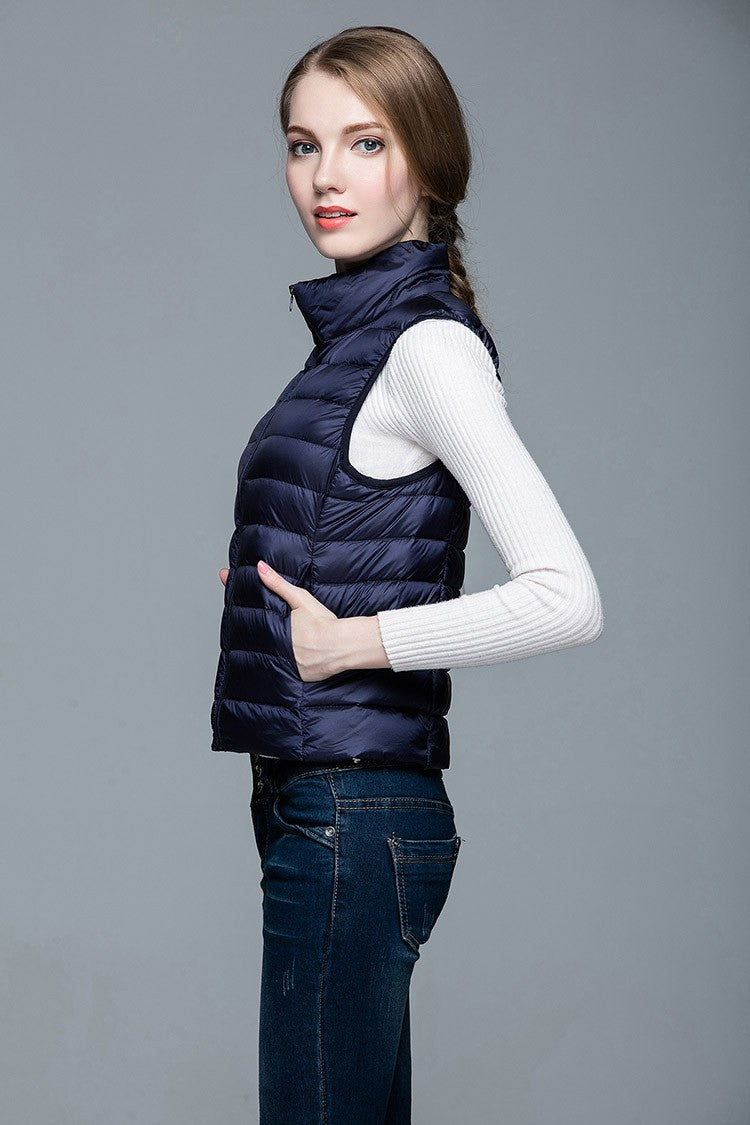 Dame Veste Med Quiltet Design | Høj Krave