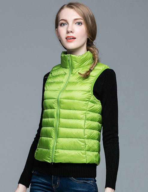 Dame Veste Med Quiltet Design | Høj Krave